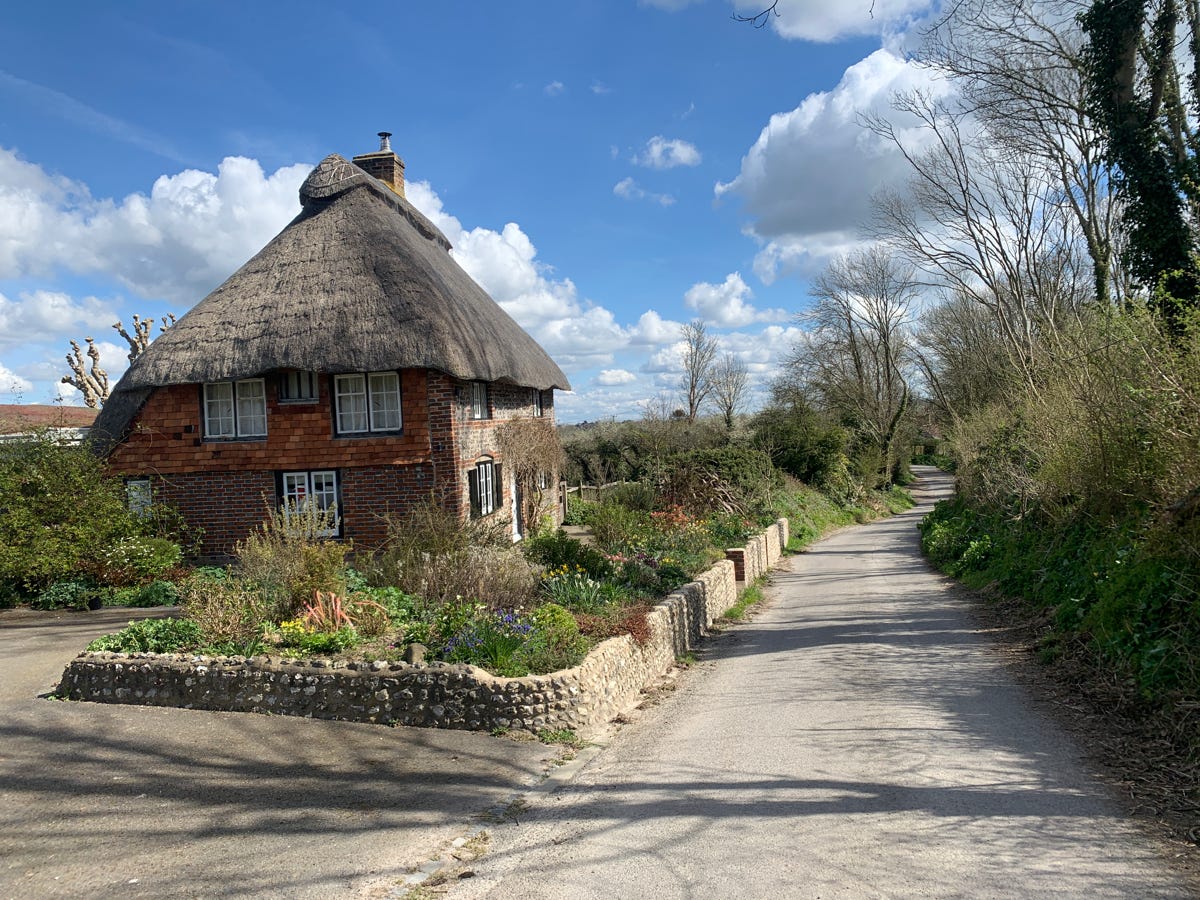 Countryside walks UK. Beautiful picturesque English countryside scene, Alfriston, Sussex