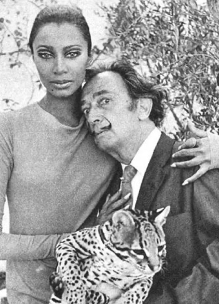 Donyale Luna and Salvador Dali at his Spanish villa in 1966.
